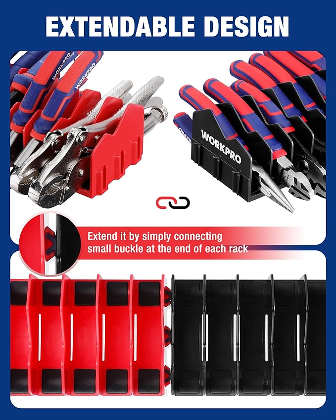 WORKPRO 2-Pack Plier Organizer Rack, Pliers Holder and Cutter Organizers with Non-Slip Rubber Base, 20-Slot Tool Box Organizer, Tool Drawer Organizer, Tool Storage, Plier Rack (Pliers Not Included)