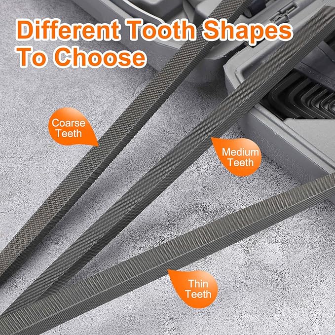 HARFINGTON 8" Square Fine Cut File Double Cut Teeth Fine Metal File High Carbon Steel T12 with Plastic Handle for Metal Wood Finishing Roughing Shaping, Grey/Yellow-Green