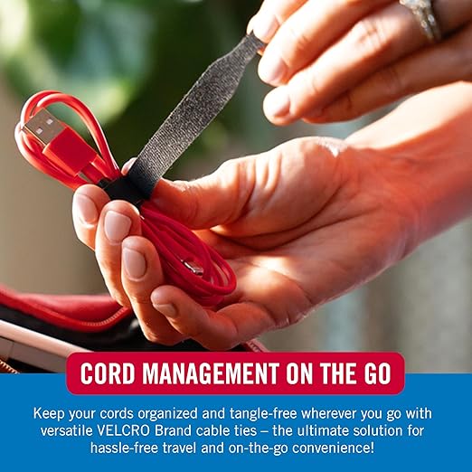 Velcro Brand Reusable Cable Ties ??Mens Stocking Stuffers 2025, 100 Pack 6 Inch Cable Management Ties, Cord Wraps for Electrical Cords, Black