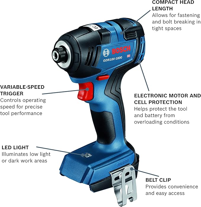 BOSCH GXL18V-27B22 Power Tool Combo Kit - 18V Brushless Compact 1/2 In. Cordless Drill Driver and 1/4 In. Hex Impact Driver (Includes: Two 2.0Ah Batteries, 18V Charger, and Carrying Tool Bag)