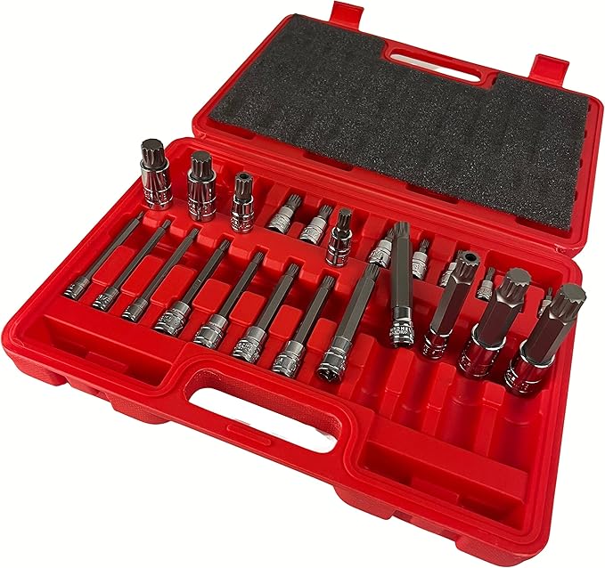 ATE Pro. USA - 24pc Long Spline & Short Spline Bit Socket Set S2 Steel XZN Triple Square 12-PT, European Style M4 - M18 Set