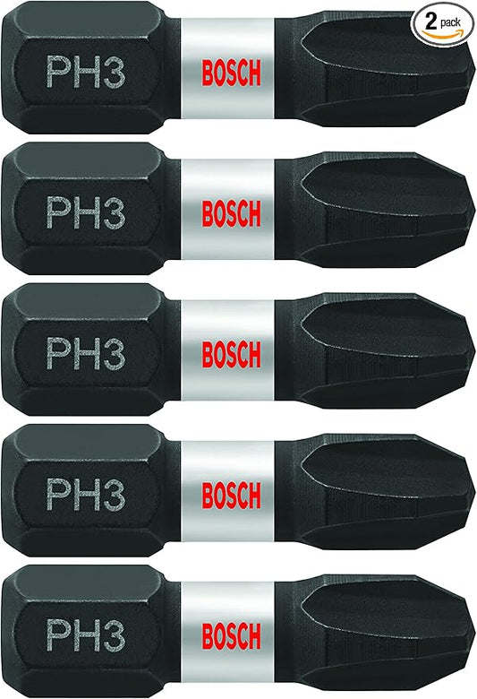 BOSCH ITPH3102 2-Pack 1 In. Phillips #3 Impact Tough Screwdriving Insert Bits