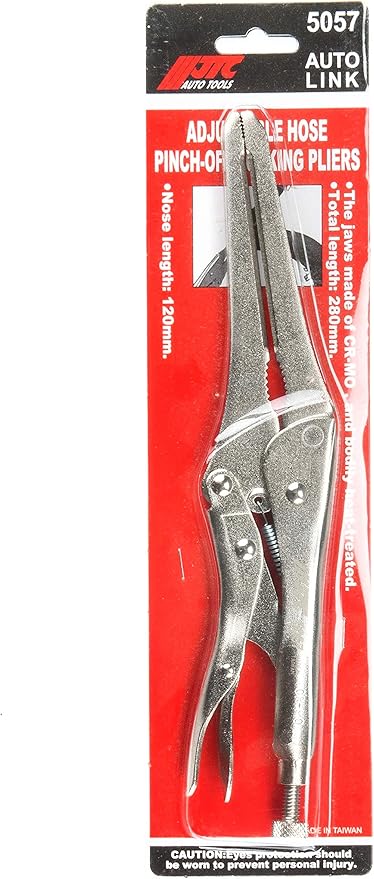 Adjustable Heavy Duty Hose Clamp & Locking Pinch Off Pliers, Nose Length 120mm by JTC 5057