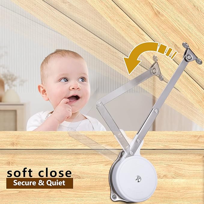 HBL' 1 Pack | Toys Box Hinges Soft Close Lid Support Chest Hinges for Wooden Toy Box, Cedar, Storage Trunk & Benches, Made of Zinc Alloy, Safety & Heavy Duty.