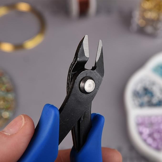The Beadsmith Heavy Duty Side Cutter, 6 inches (152mm) with Blue Comfort Grip Handle and no Spring, Tool for Jewelry Making, Electronics or Micro Mechanics