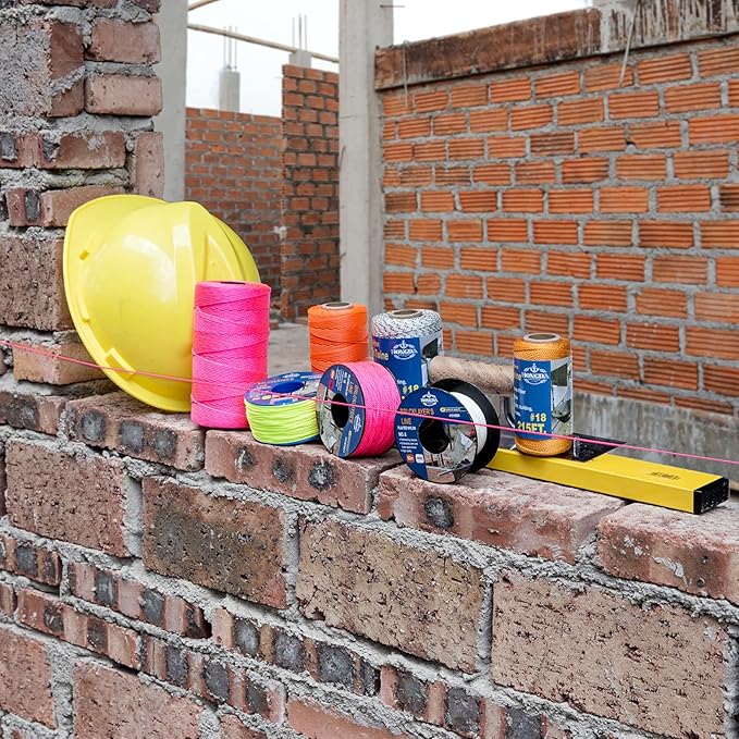 HONGDA Nylon Twine, 500 Feet #18 Braided Nylon Mason line String Perfect for Masonry Jobs and for The Layout of General Construction, Gardening, DIY Project, Fluorescent Pink