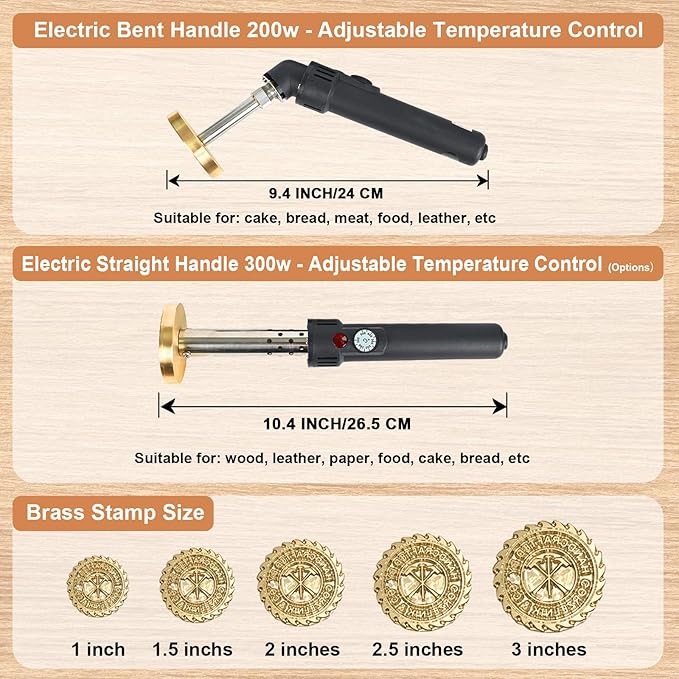 Terwex Custom Electric Branding Iron for Wood, Black Temperature-Controlled Wood Branding Iron Personalized Metal Stamp, Logo Branding Irons Letter Stamp for Leather Food, Woodworking Tools(2.5")