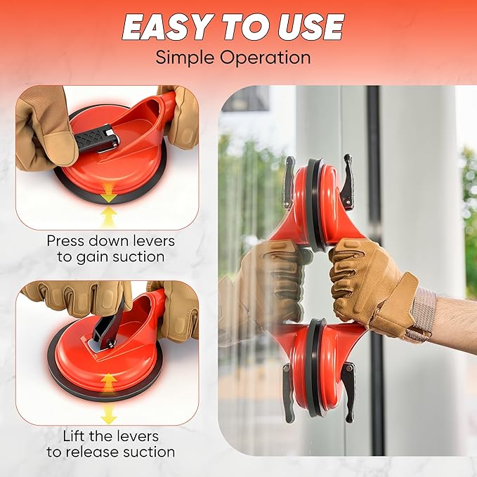 Rubber Mallet & Suction Cup Floor Gap Repair Tool Kit for Laminate, Floating Wood Floors - DIY Gap Fixing (RED)