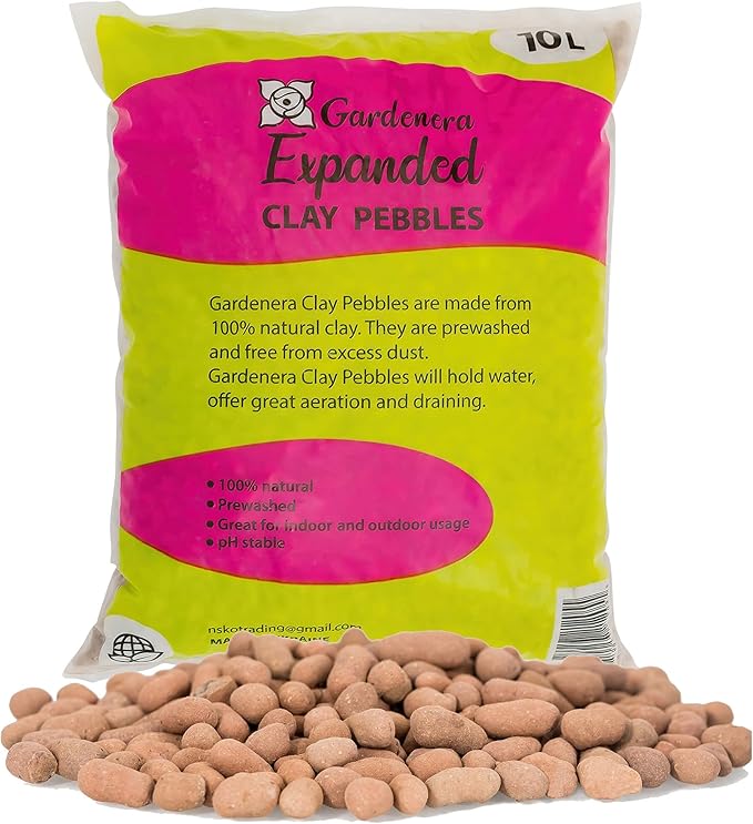 Gardenera Expanded Clay Pebbles for Plants ??4mm-16mm LECA Balls | 100% Natural Hydroton Clay for Drainage, Hydroponics, Aquaponics, Terrariums, Orchids & Indoor Plant Growing Medium - 10 Quarts