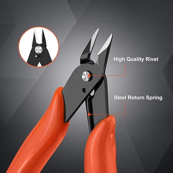ValueMax Flush Cutters 12 Pack, 5" Micro Precision Side Cutter Pliers Spring-loaded, Small Diagonal Cutters for Jewelry Making, Electronics, Zip Ties, Model Craft