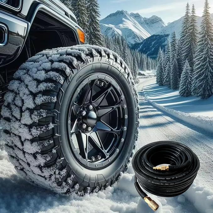 Air Hose 1/4 in x 100 ft, Polyurethane(PU), Reinforced Air Compressor Hose, Lightweight, Kink Resistant with 1/4??Industrial High Flow Quick Coupler and Plug, Bend Restrictors,300 PSI (Black, 100FT)