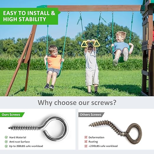 M5 10 Pcs 304 Stainless Steel Screws Eye,2.56 Inch Screw Self Tapping Eye,Load Bearing 200LB, Duty Eye Bolt for Wood Securing Cables Wire,Indoor & Outdoor Use (10, M5 2.56 Inch)