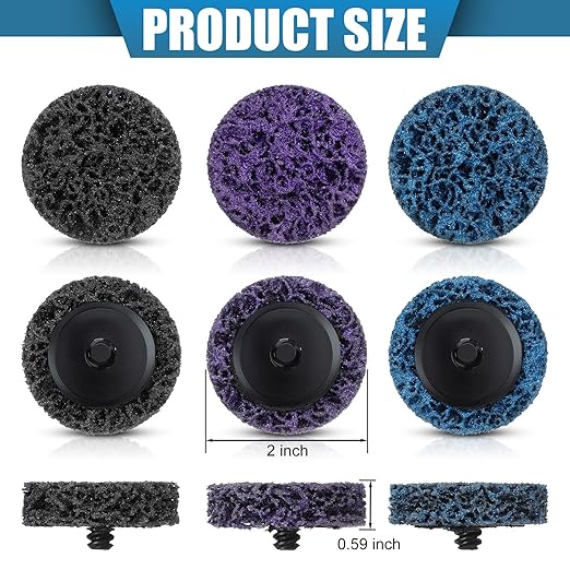 Macarrie 150 Pcs 2 Inch Surface Conditioning Sanding Discs Quick Change Fine Medium Coarse Sanding Pads Die Grinder Accessories for Surface Strip Grind Polish Burr Finish(Diamond)