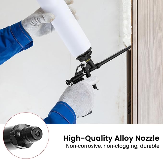 Spray Foam Guns, 2 Pcs Spray Foam Insulation Gun, Professional Foam Dispensing Gun, Heavy Duty Expanding Foam Gun with 4 Pcs Long Tube Nozzle, Spray Foam Applicator for Caulking, Filling, Sealing