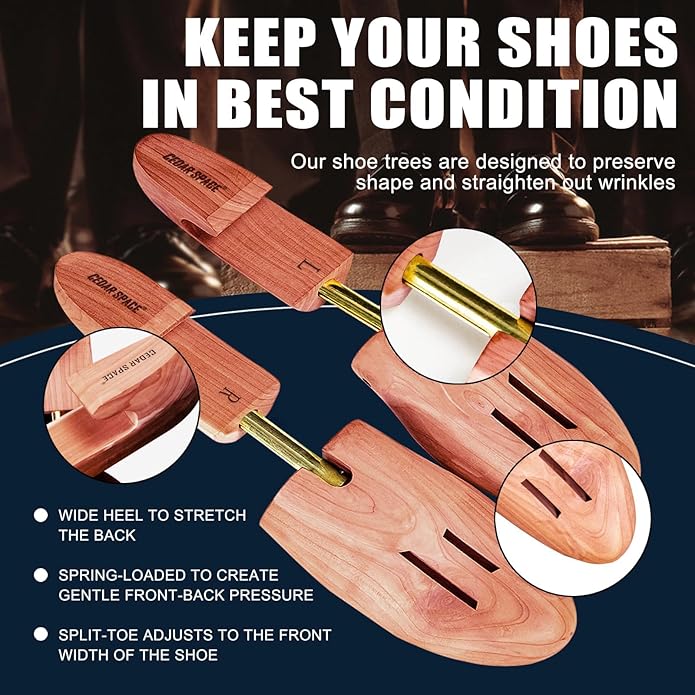 Cedar Space Wooden Shoe Stretcher Tree, 6.5-14 Sizes Cedar Wood Shoe Trees,2/4PC Shoe Stretcher for Men, Sneakers,Boots
