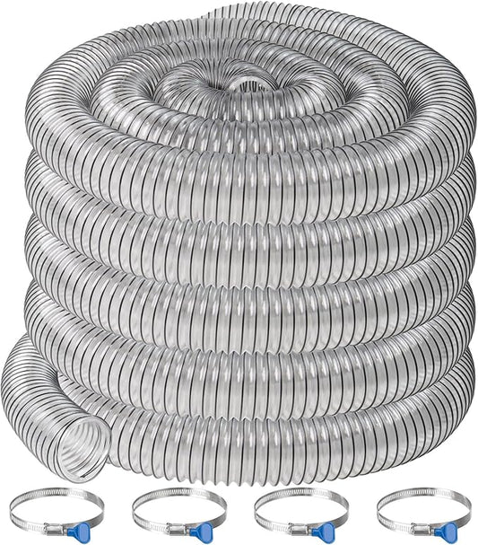 3" x 50' PVC Dust Collection Hose,3 Inch Dust Collector Hose for Woodworking Dust Collection Systems,Dust Collection Tube Flexible Clear PVC Fume Debris Collection Hose w/Carbon Steel Wire