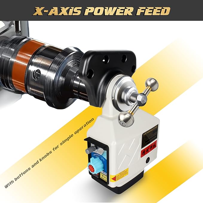 110V X-Axis Power Feed 650IN-Lb Torque for Milling Machine, Power Table Feed 2-210RPM Adjustable Rotate Speed for Bridgeport and Some Knee Type Milling Machine