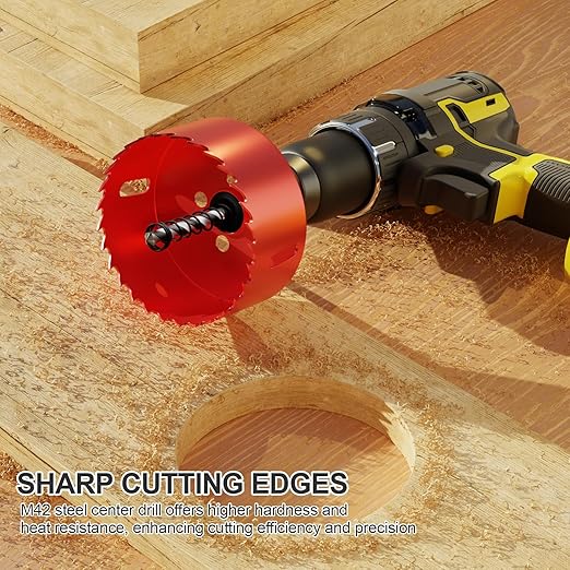 2-3/8" (60mm) Bi-Metal M42 High Speed Steel Hole Saw with Pilot Drill Bit, Smooth Cutting Edge for PVC, Drywall, Wood, Plastic, Gypsum Board, Rubber, Thin Metal