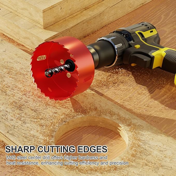 2-3/4" (70mm) Bi-Metal M42 High Speed Steel Hole Saw with Pilot Drill Bit, Smooth Cutting Edge for PVC, Drywall, Wood, Plastic, Gypsum Board, Rubber, Thin Metal