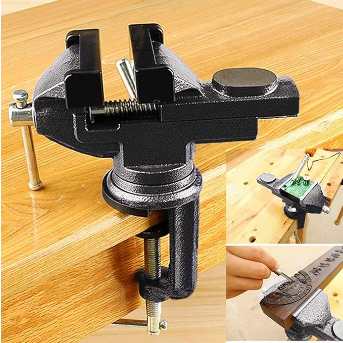 MYTEC Home Vise Universal Rotate 360째 Work Clamp-On Vise, 3.2" black