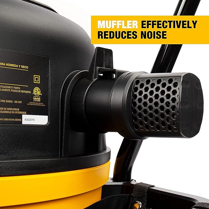 DEWALT 16 Gallon Shop Vacuum Wet/Dry, 6.5 Peak HP, Heavy Duty Poly Vac with Powerful Suction, Cart Style Wet/Dry/Blow 3 in 1 Multifunction Wet and Dry Shop Vacuum, Built-in Drain, DXV16PA