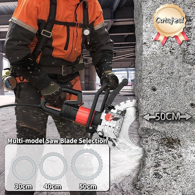 Ring Concrete Cutter Saw, Concrete Saw 20 Inch, 110V Pure Copper Motor With An Intelligent Water Pump for Reinforced Concrete, Ceramic Tiles, Red Brick Walls(220V,Depth of cut 11.81inch)
