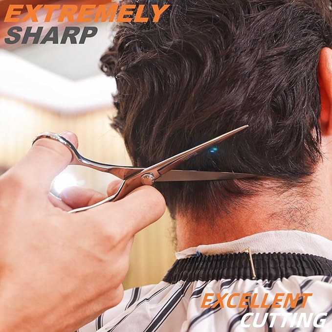 High-end Professional Extremely Very Sharp Barber Hair Cutting Scissors Hairdresser Shears For Hair 6.25 Inch Haircut Scissor Made Of Stainless Steel Alloy For Hairdressing Salon and Home Use