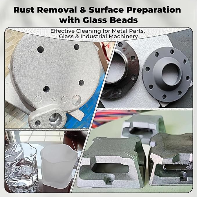 Glass Bead Media for Sandblasting ??8LB Non-Silica Reusable Blasting Abrasive for Rust Removal & Surface Finishing ??Multiple Mesh Options (# 4 (30~40Mesh))