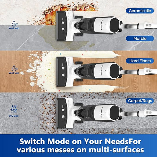 4-in-1 Steam Vacuum Mop - High-Performance Wet Dry Floor Cleaner for Hardwood Floors Carpets, 212째F Steam for Tough Stains, Self-Cleaning LED Display
