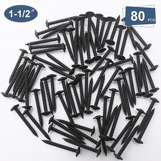 80pcs #8 횞 1-1/2??Modified Truss Head Wood Screws, Phillips Drive, Black Wood Screws, Screws with Screwdriver Bit