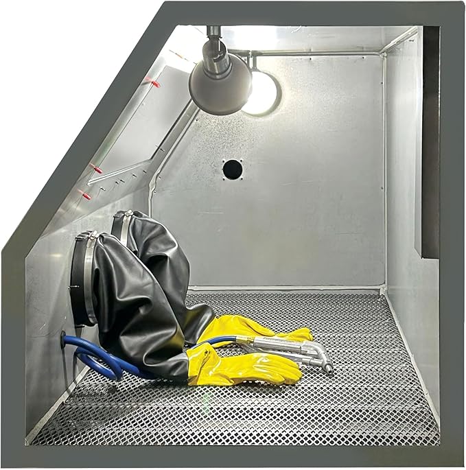 Skat Blast TP Tools USA 2858FP Abrasive Sandblast Sandblasting Cabinet with HEPA Vacuum, 58"W x 28"D x 28"H Work Area, Made in USA