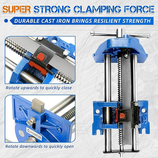 COGNATIVE 7 Inch Woodworking Vise, Heavy-Duty Cast Iron Wood Working Vise Quick Release Lever for Workshop and Home Use