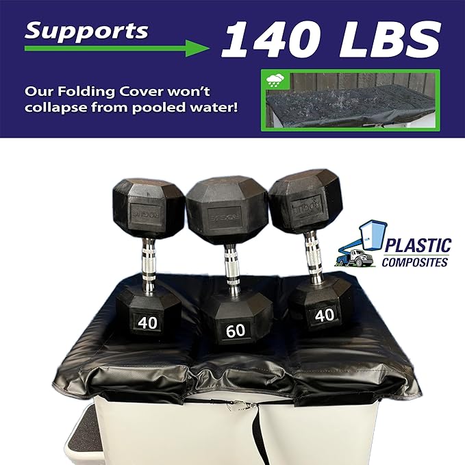 Bucket Truck Parts Folding Hard Top Bucket Cover That Holds Up Even If Water Pools, Nylon Strap with Buckle for Quick Fastening, Fits 1.5 Man Bucket 28"x34" Edge to Edge