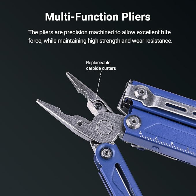 NEXTORCH PIONEER MT20 14-IN-1 Multi-tools Full-Size,Multi-tool Set with Scissors Needle Nose Pliers Pocket Clip Multi-tool for DIY Home Outdoors Everyday Carry Men Gift Color (BLUE with Glass Breaker)