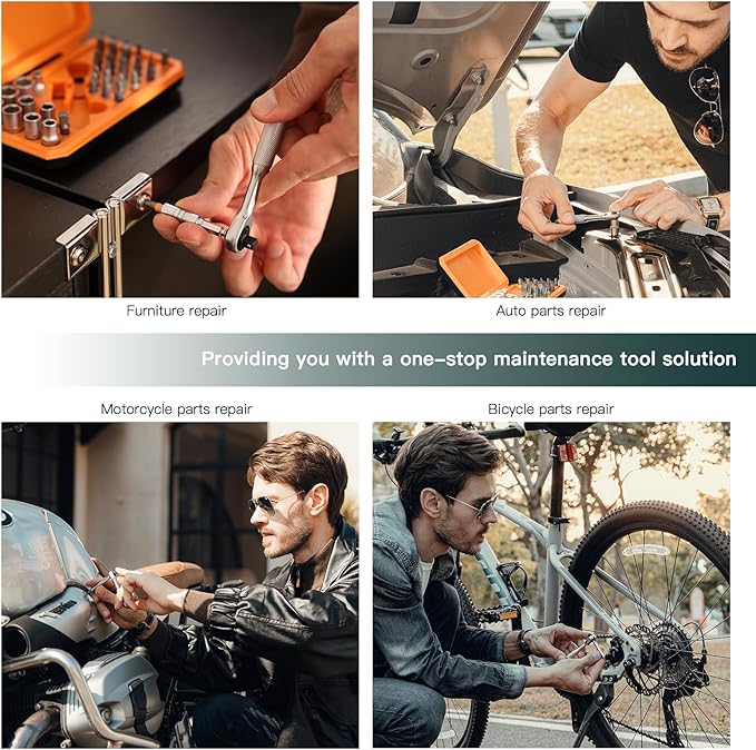 42 in 1 Ratchet Screwdriver Set-Magnetic Ratcheting Screwdriver with 72-Tooth Precision Handle,S2 Alloy Bits,Mini Ratchet Wrench Set for Electronics,Furniture,Bikes w/Orange Carry Case