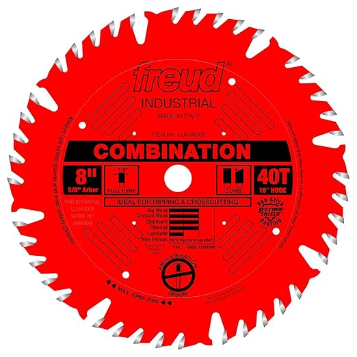 Freud LU84R008: 8" x 40T Combination Blade