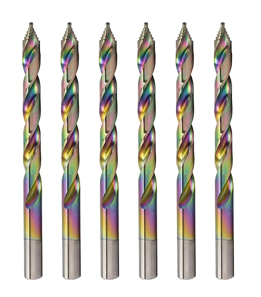 Spectral 7/32" Step Point HSS Drill Bit, Stepped Point 135째 Split Point Tip, M2 Steel, 3-Flat Shank, Multi-Color Finish, 6-Pack