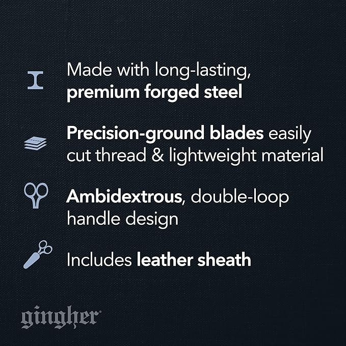 Gingher Embroidery Scissors, Precision Craft Scissors, Hand-Tuned Blades & Double Loop Handle, 4?? Silver/Nickel