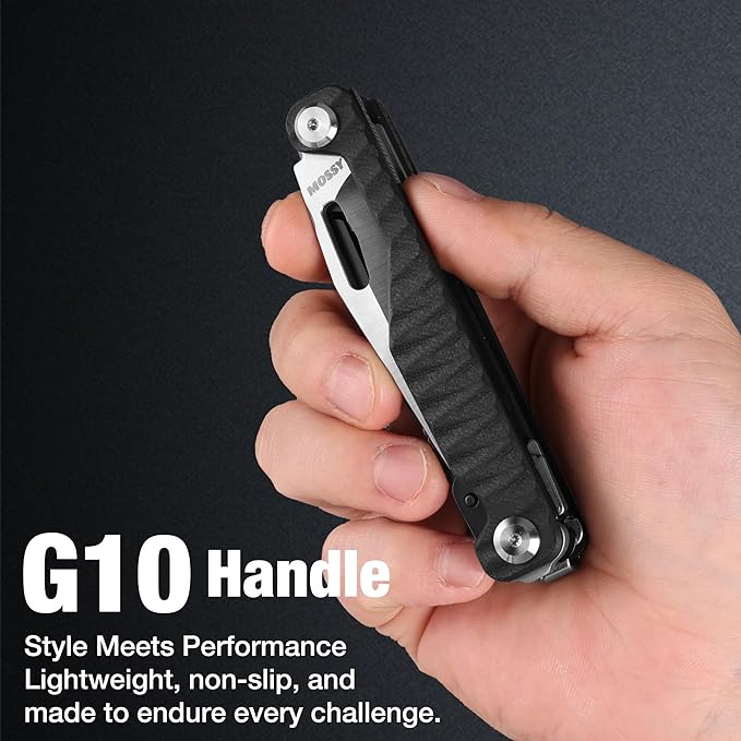 Mossy Oak Multitool Knife, 12 in 1 Pocket Multitool with G10 Handle, EDC Multi Tool Knife with Scissors Bottle Opener Screwdrivers and More for Camping, Survival, Hunting and Outdoors