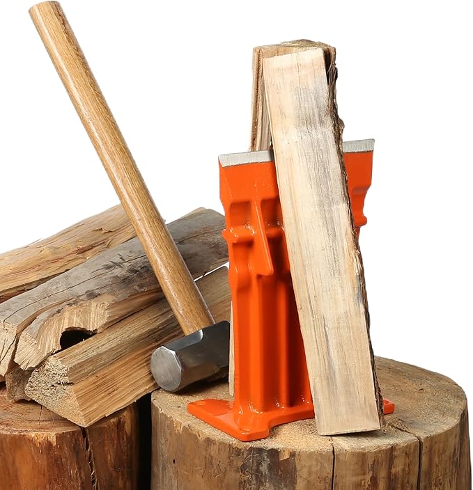 Firewood Kindling Log Wood Splitter ??No Axe! Wedge Point Splits Firewood, 6 Inch, Orange with Safety Cover