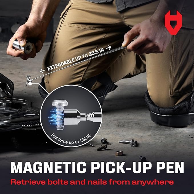 NoCry Telescoping Magnetic Pickup Tool Set for Father's Day Gift ??Magnetic Wristband, Extendable Mechanic Mirror, Telescoping Pen, 360째 Flexible Flashlight, 3-in-1 Screwdriver ??Magnetic Tool Set