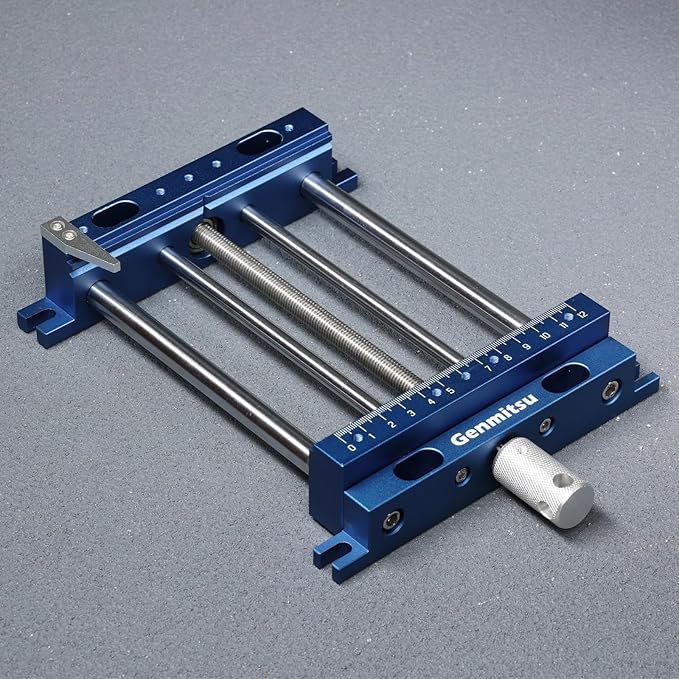 Genmitsu Upgrade Aluminum Bench Vise Clamp, High-Precision CNC Router Clamp for Unique Shaped Woodworking & Metalworking Milling Project, Size 9.4" x 6.6" x 1.6", Clamping Range 0-5.7"