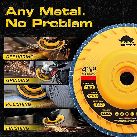 Flap Discs 4 1/2 for Angle Grinder no Tools Installation, 120 Grit Flap Disc, 4.5" x 7/8" High Density Trimmable Zirconia Type 27 Flap Sanding Disc for Grinding, Rust Removal and Sanding (10 Pack)