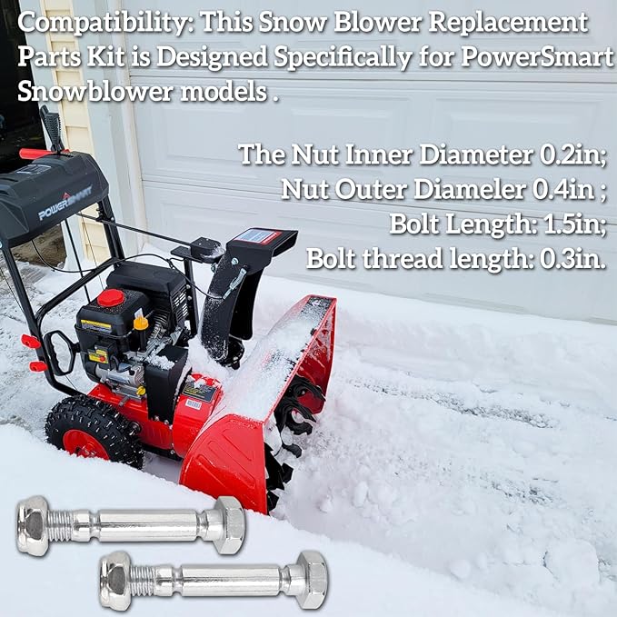 Snow Blower 4 Shear Pins and Nuts Replacement for Power-Smart Snowblower 303160355P / 303160355 Parts