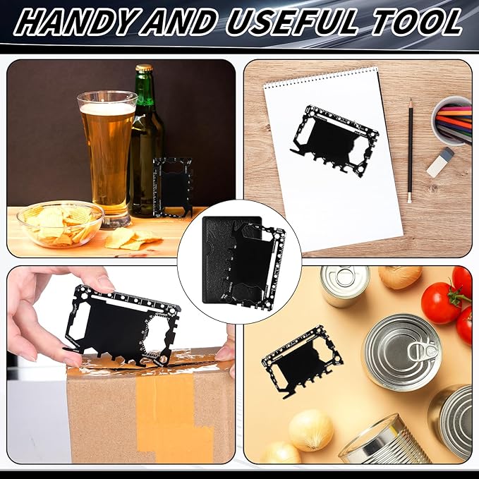 Cholemy 36 Pcs Credit Card Wallet Multitool 46 in 1 Metal Stainless Steel Survival Pocket Tool Bottle Opener Multipurpose Bulk for Husband Dad Men Christmas Birthday Gift, Black