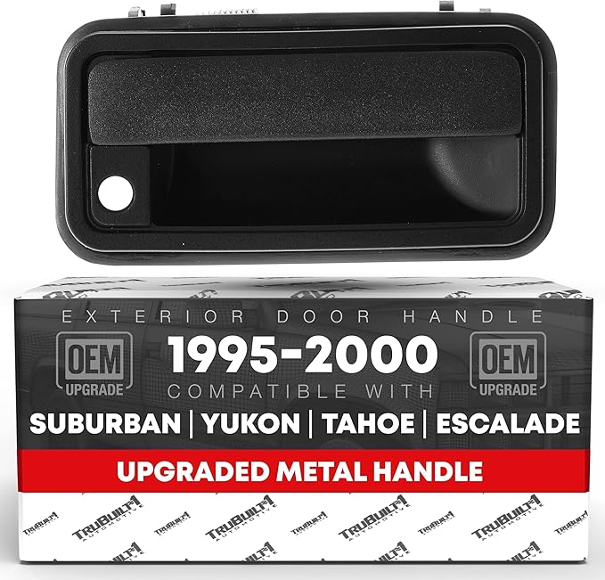 Exterior Front Passenger Door Handle, Upgraded Metal - Compatible with 1994-2002 Chevrolet C/K Silverado Suburban Tahoe Blazer; GMC Yukon Sierra; Cadillac Escalade - Textured Black - OEM 15727338
