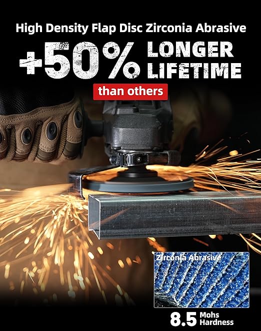 EZARC Flap Discs 40 Grit, 4.5" x 7/8" High Density Jumbo Zirconia Flap Sanding Disc Type 29 for Sanding, Rust Removal, Finishing, Grinding, Deburring (12 Pack)