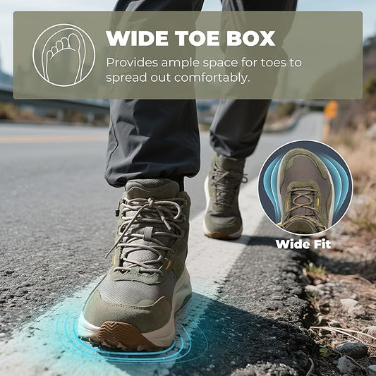NORTIV 8 Men's Wide Toe Box Hiking Boots Low Drop Waterproof Outdoor Trekking Camping Winter Snow Shoes Katahdin