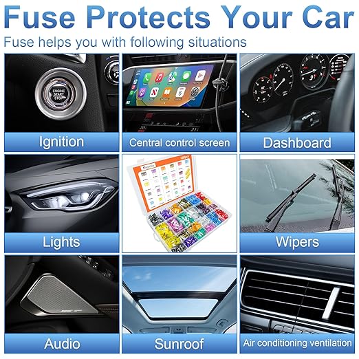 1200PCS Car Fuses Assortment Kit, 520PCS Standard Fuse Kit + 680PCS Mini Fuses + 2 Pullers for Auto/RV/Truck/Motorcycle (2A 3A 5A 7.5A 10A 15A 20A 25A 30A 35A 40A)
