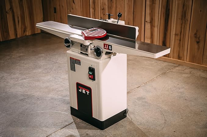 JET 6-Inch Long Bed Jointer, Helical Cutterhead, 1 HP, 115/230V 1Ph (JJ-6HHDX)